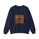 More Swim Less Stress Sweatshirt | Y2K slogan, nostalgic typography