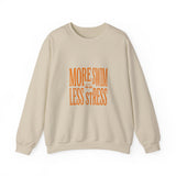 More Swim Less Stress Sweatshirt | Y2K slogan, nostalgic typography